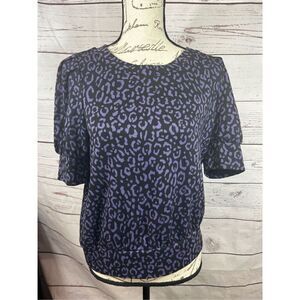 Purple Leopard Print Short‎ Sleeve Top Women's